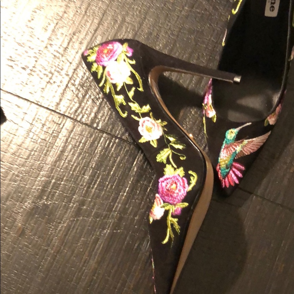 Dune Black Suede Pumps with Appliqué - Picture 2 of 6